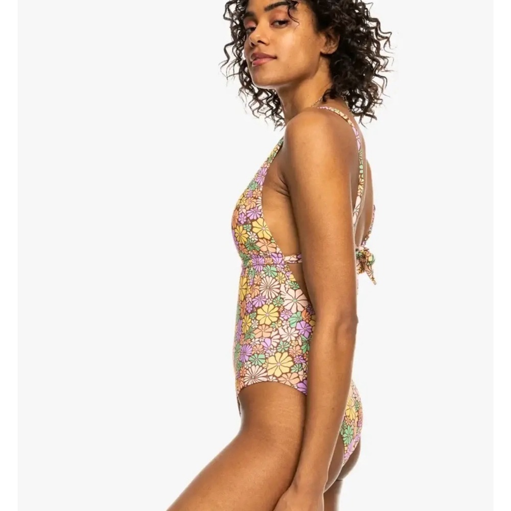 Roxy Floral One-Piece Swimsuit in Pink, Yellow, Green, Purple - Picture 2 of 5